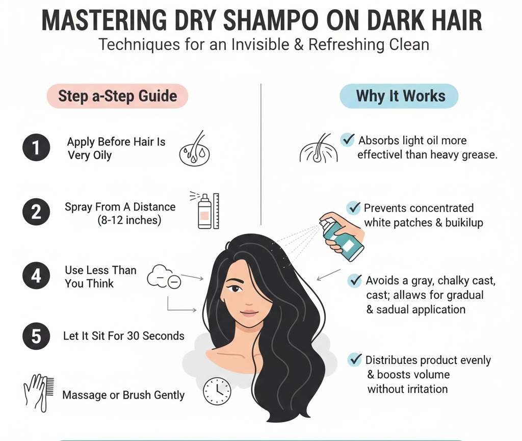 How to Use Dry Shampoo on Dark Hair Without White Residue